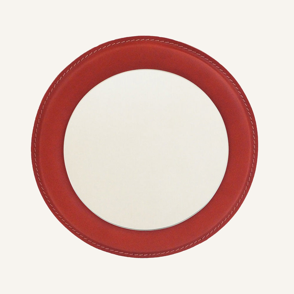 Specchio con cornice in cuoio per appendiabiti ERCO - Rosso