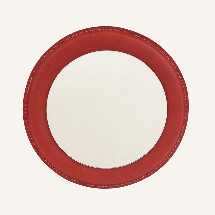 Specchio con cornice in cuoio per appendiabiti ERCO - Rosso