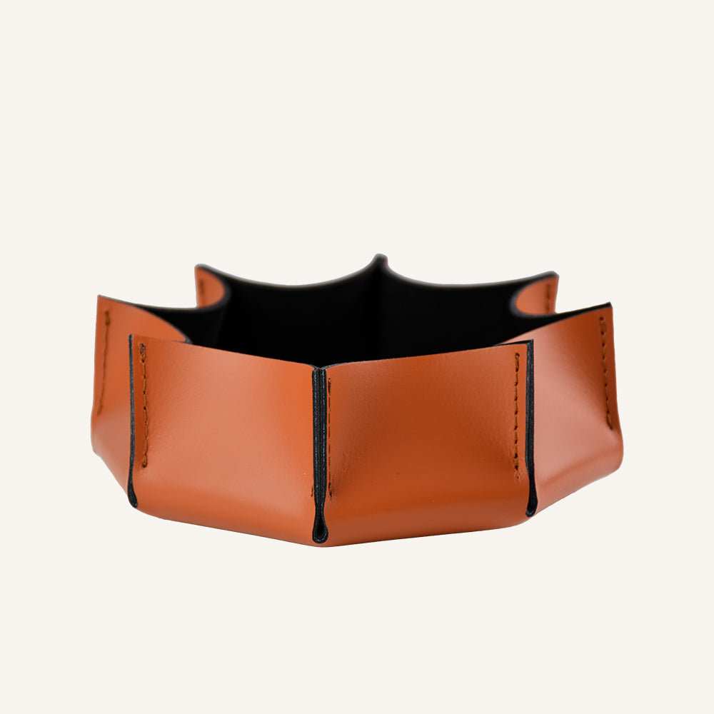 Svuotatasche elegante in Vera Pelle LEILUX - Arancio H.
