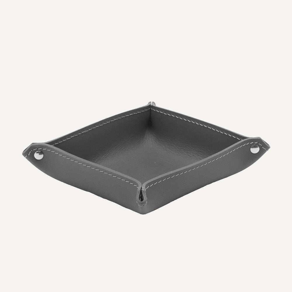 Svuotatasche quadrato in cuoio - Grigio