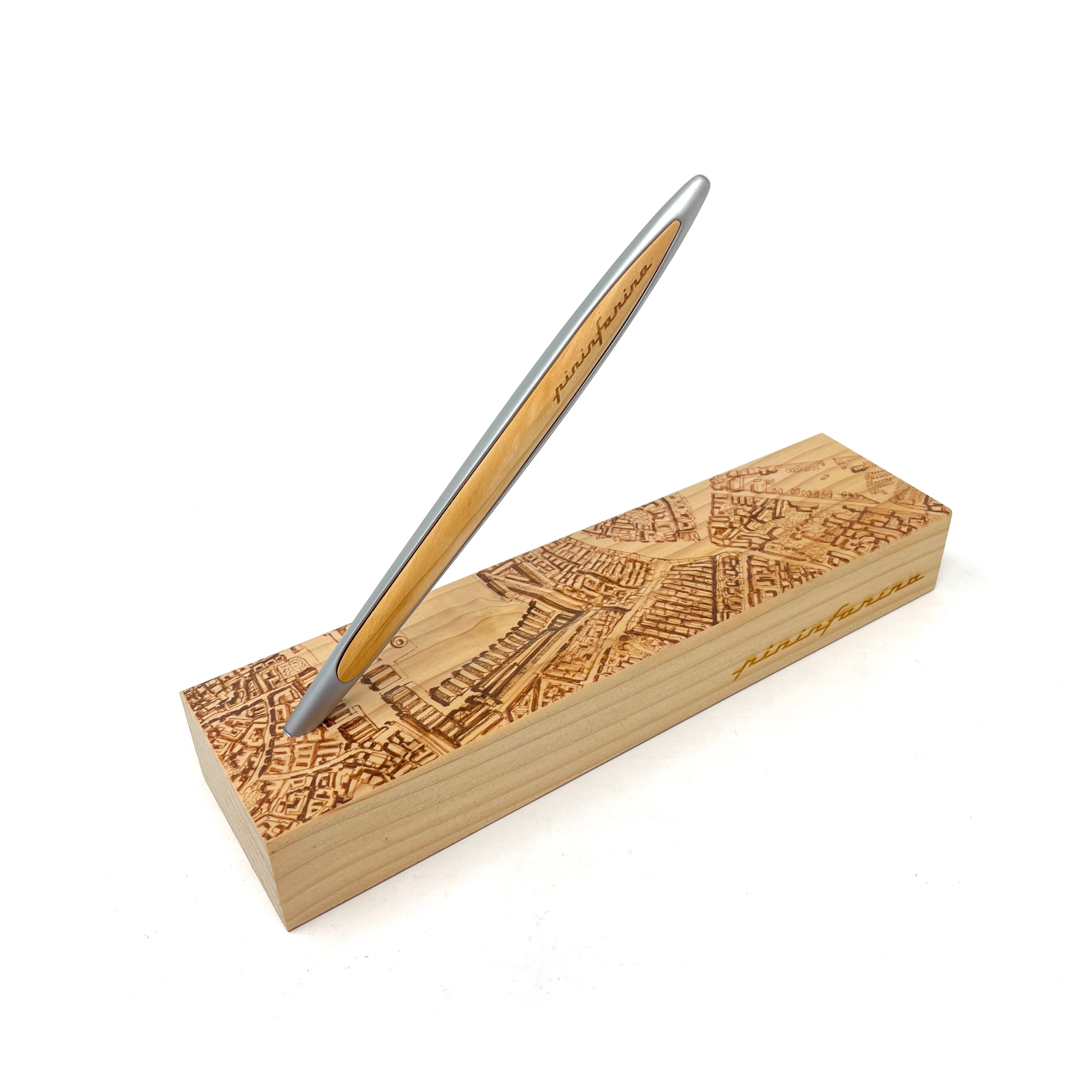 Pininfarina Cambiano Ethergraf® Italian Beauty – Stylus with Ethergraf® or Ballpoint Tip &amp; Cedar Wood Desk Stand (Special Edition)