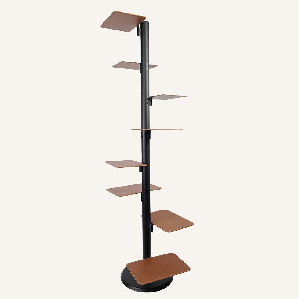 Libreria verticale di design in acciaio e cuoio VERTY