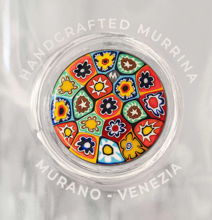 Glass Bottle with Murrina Glass of Murano - Multicolour Red.