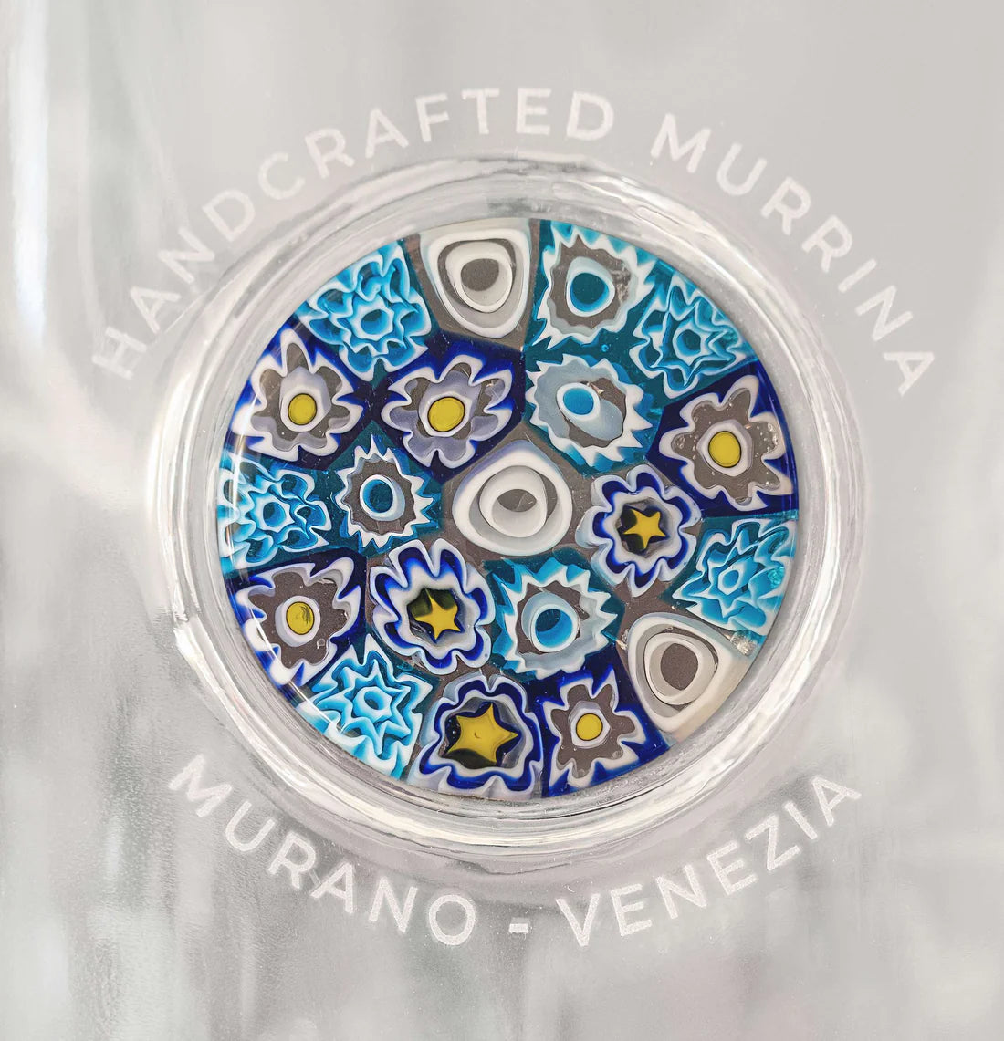 Glass Bottle with Murrina Glass of Murano - Multicolour Blue.