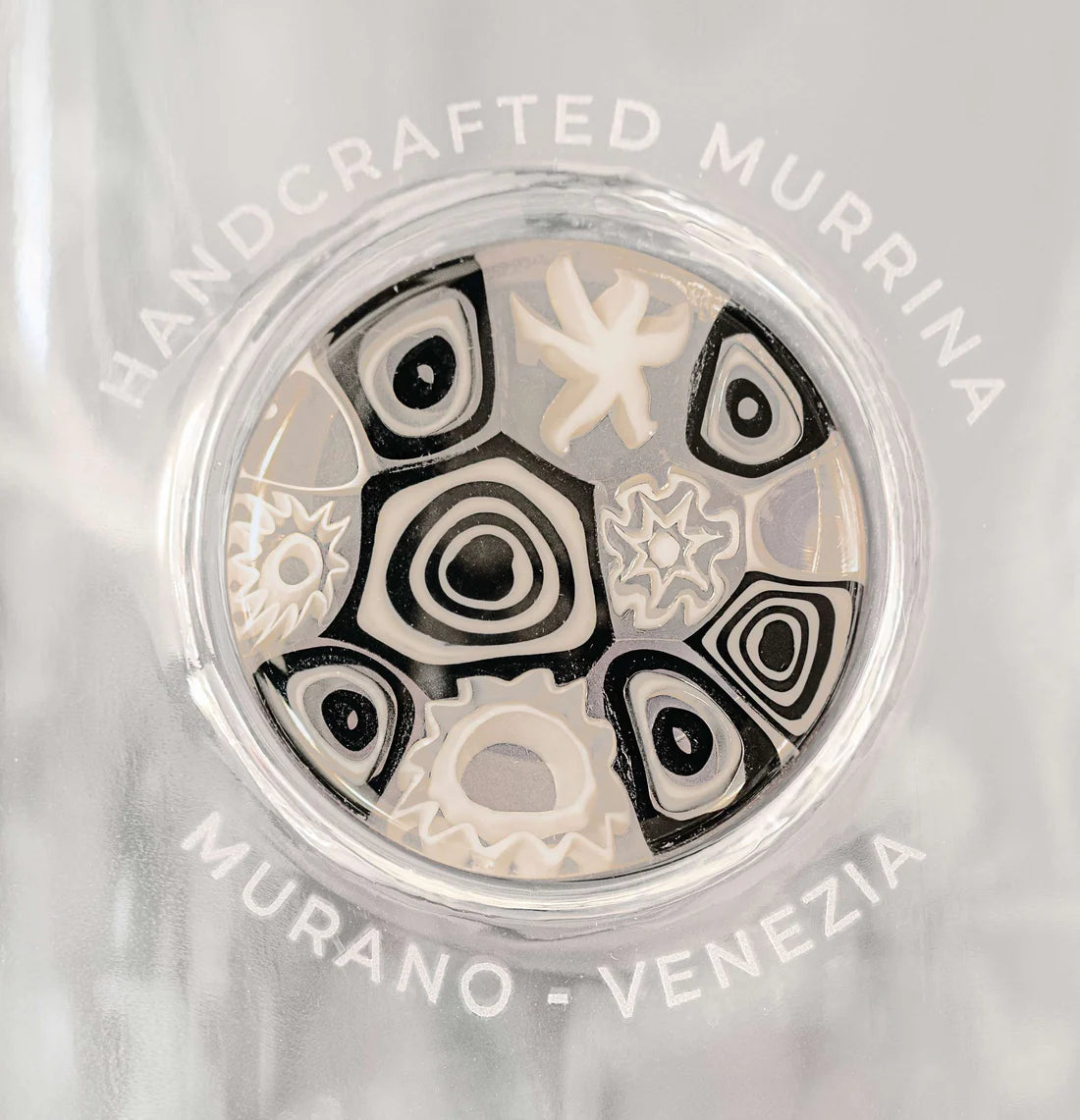 Glass Bottle with Murrina Glass of Murano - White & Black.
