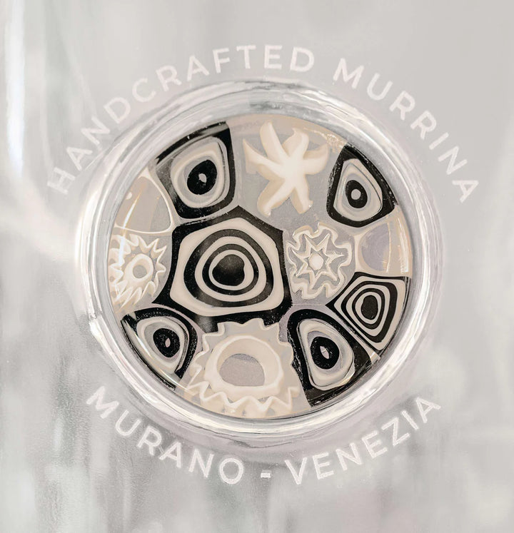 Glass Bottle with Murrina Glass of Murano - White & Black.