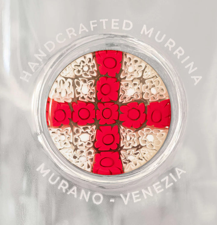 Glass Bottle with Murrina Glass of Murano – England Flag.