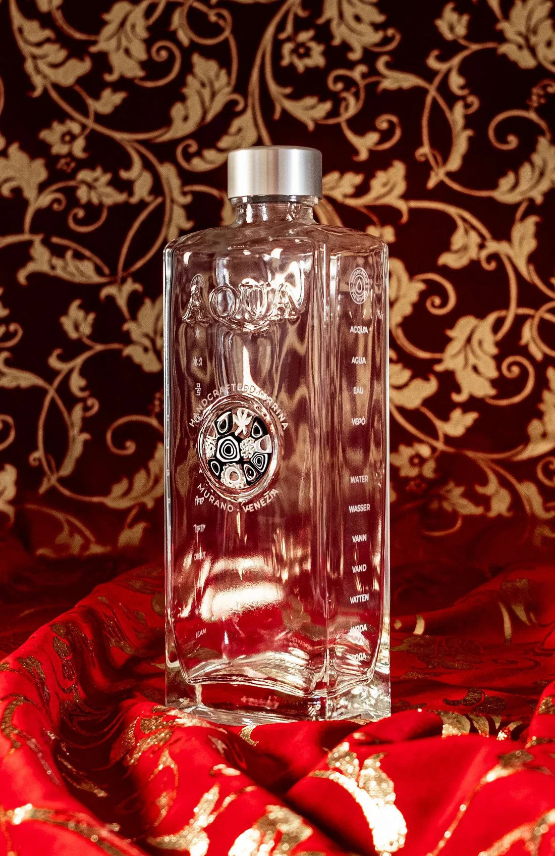 Glass Bottle with Murrina Glass of Murano - White & Black.