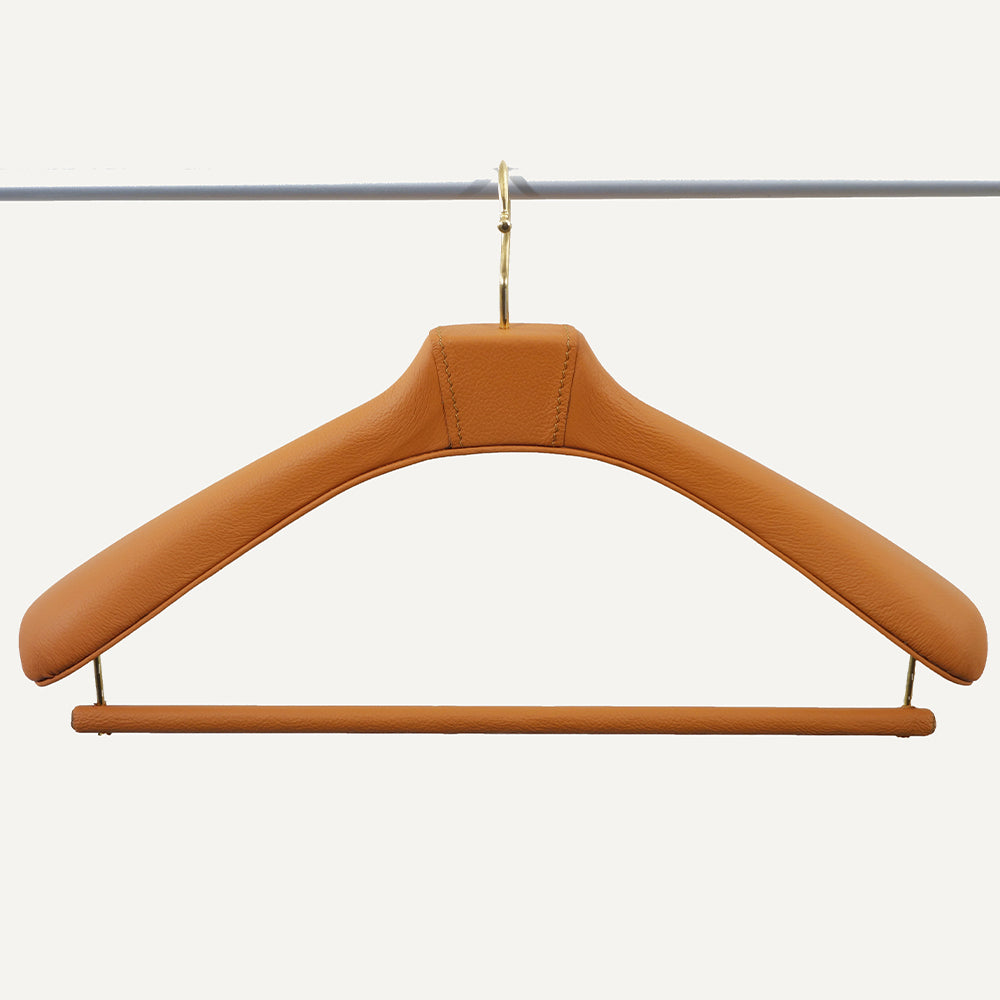 Appendiabiti rivestito in pelle FAUSTO - Marrone, Ottone
