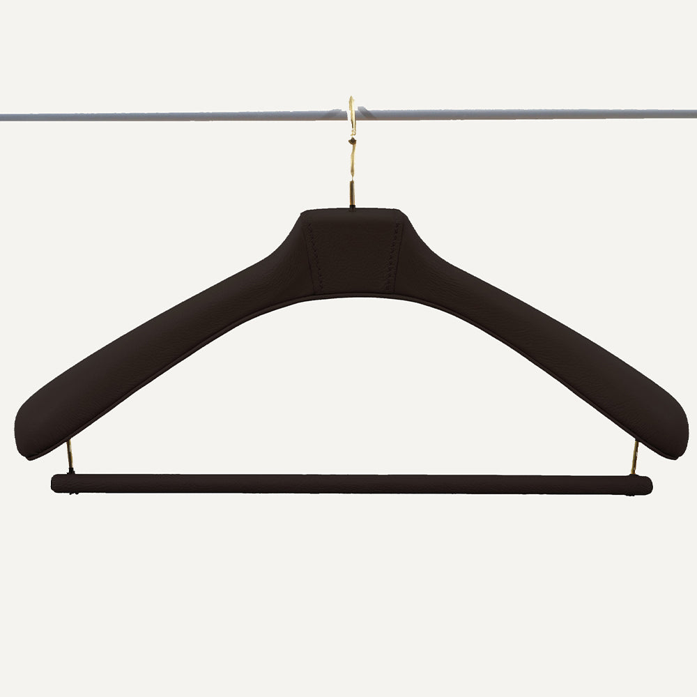 Appendiabiti rivestito in pelle FAUSTO - Marrone scuro, Ottone