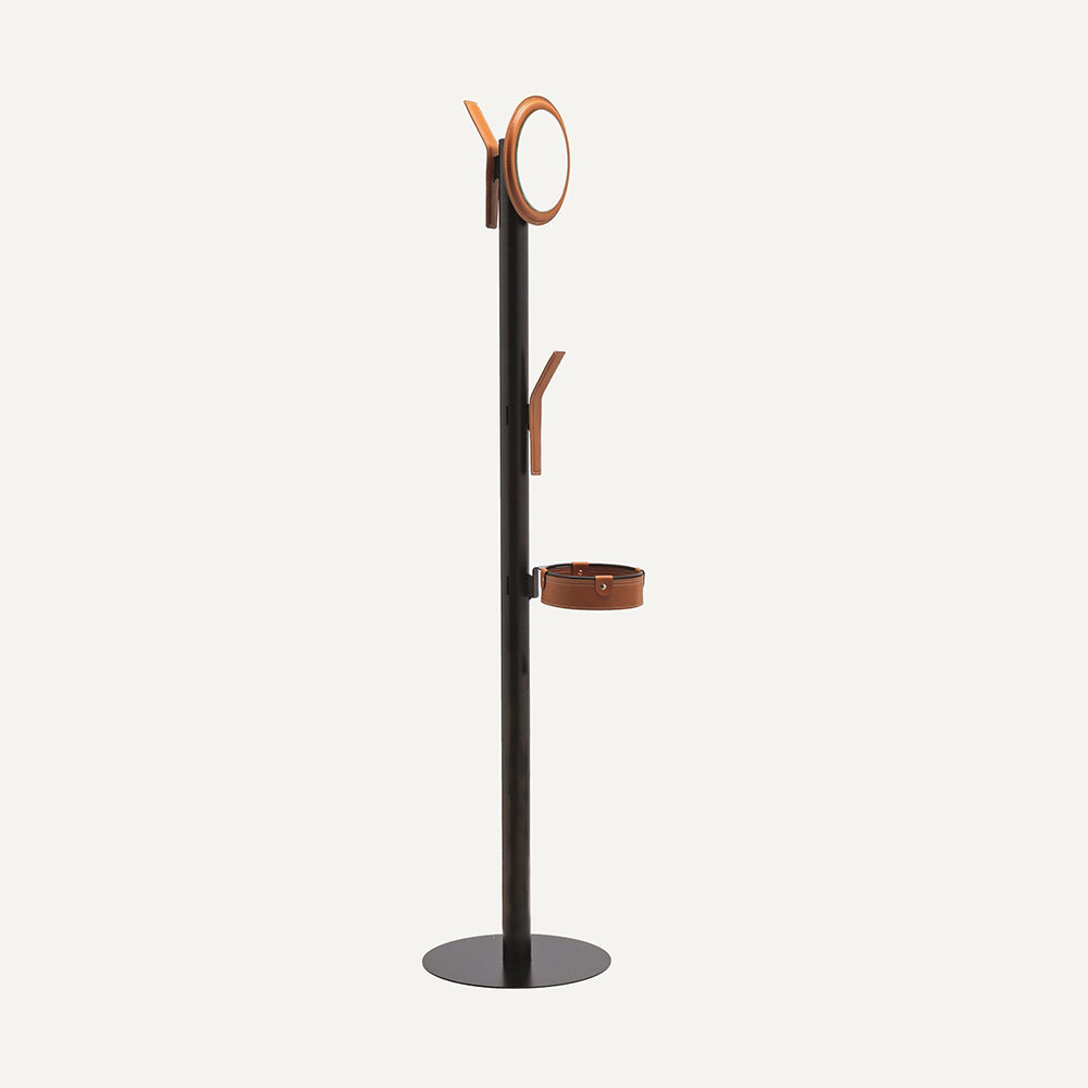 Appendiabiti di design in acciaio e cuoio ERCOLE 6 - Marrone