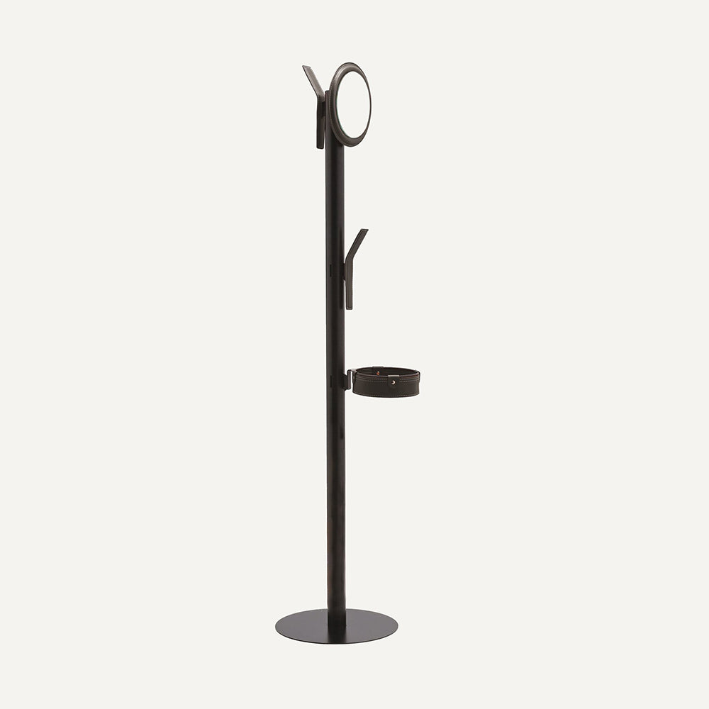Appendiabiti di design in acciaio e cuoio ERCOLE 6 - Nero
