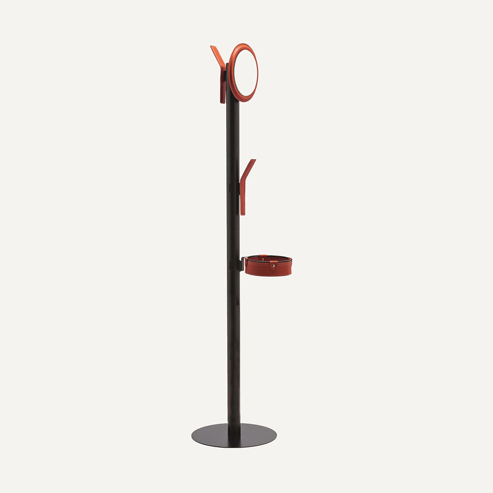 Appendiabiti di design in acciaio e cuoio ERCOLE 6 - Rosso