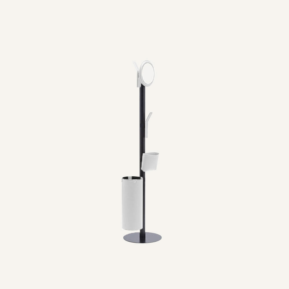 Appendiabiti di design in acciaio e cuoio ERCOLE 7 - Bianco
