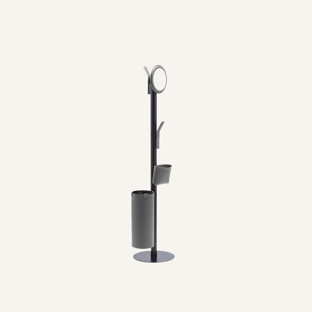 Appendiabiti di design in acciaio e cuoio ERCOLE 7 - Grigio