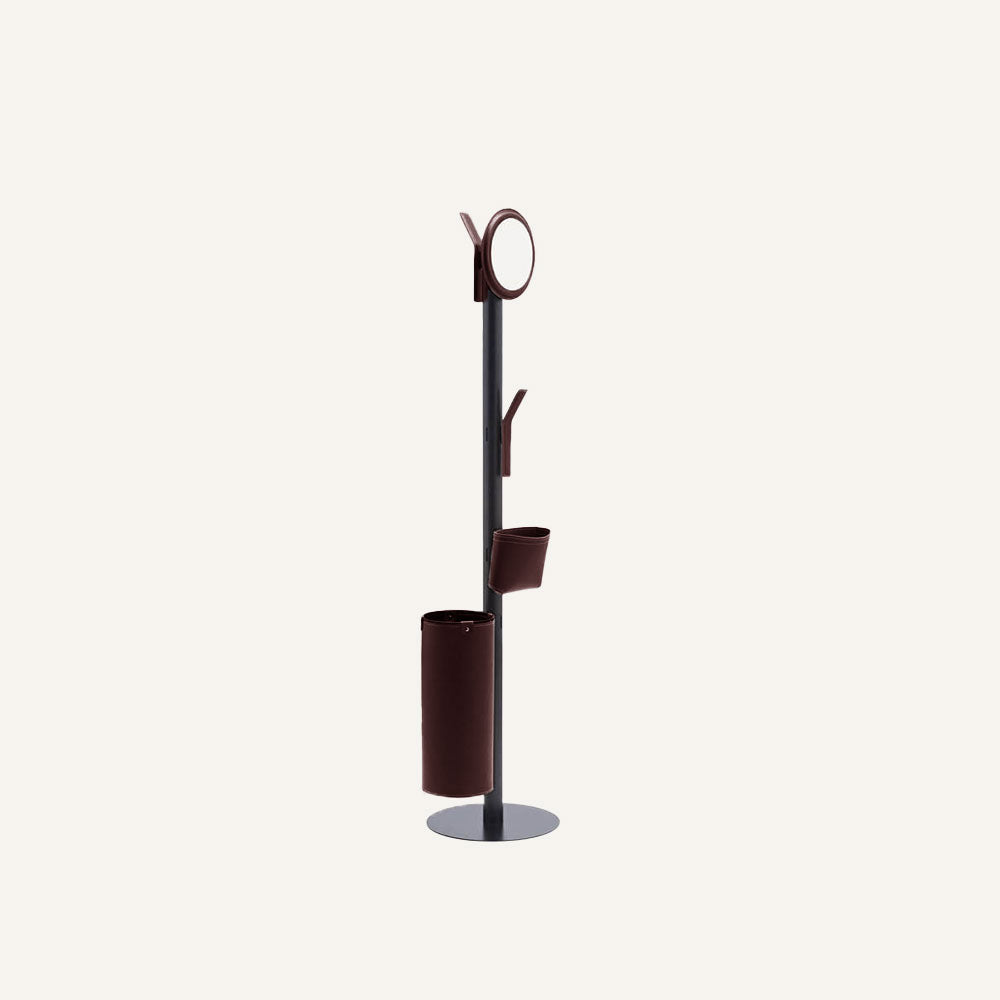 Appendiabiti di design in acciaio e cuoio ERCOLE 7 - Marrone scuro