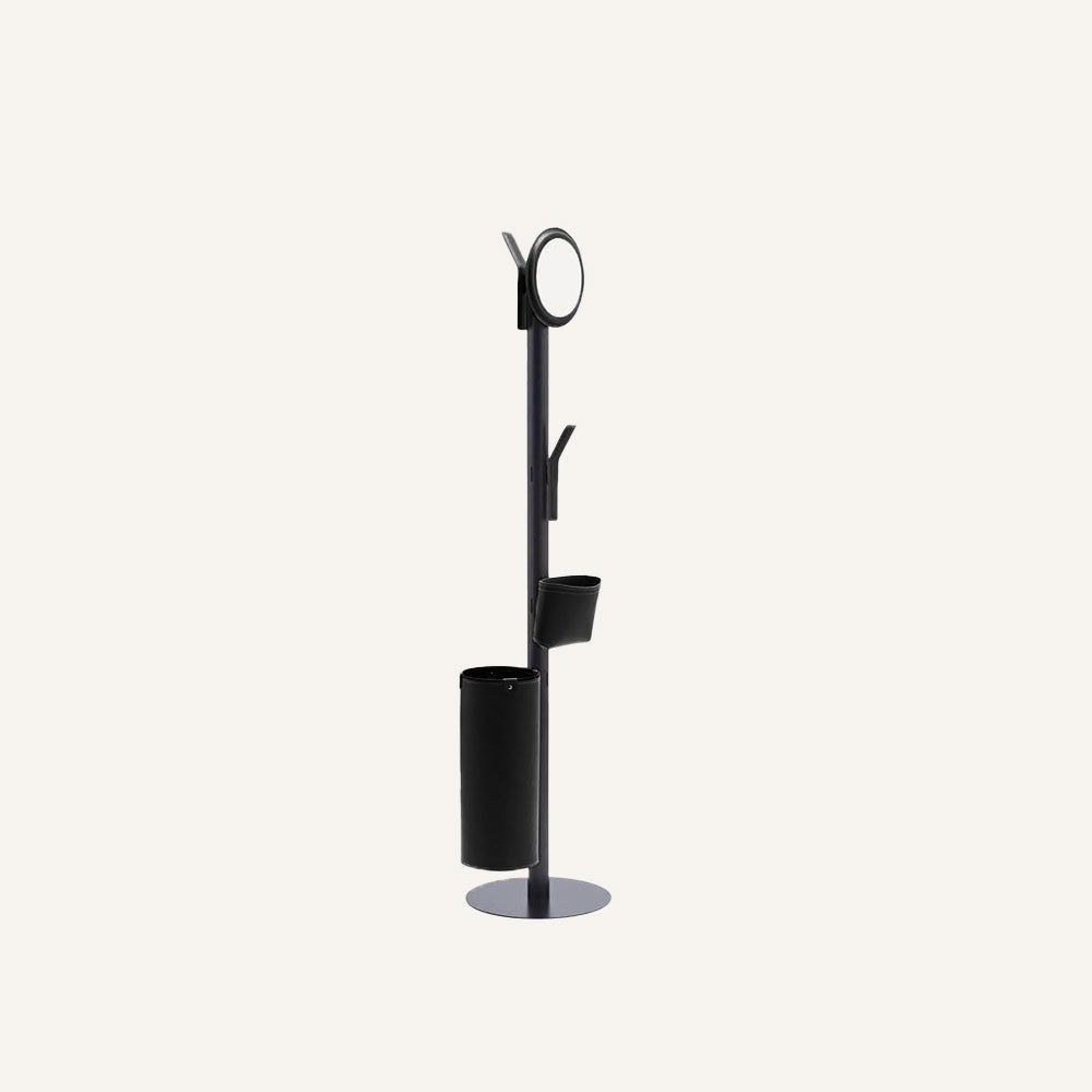 Appendiabiti di design in acciaio e cuoio ERCOLE 7 - Nero