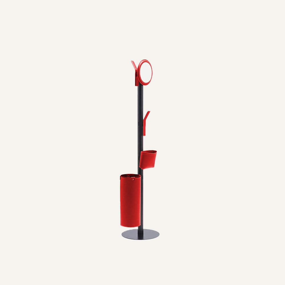 Appendiabiti di design in acciaio e cuoio ERCOLE 7 - Rosso