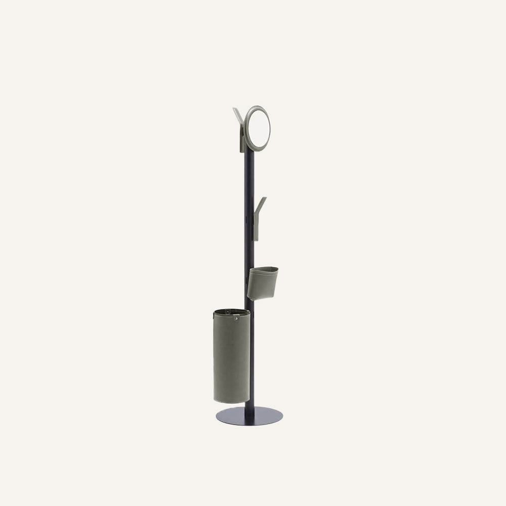 Appendiabiti di design in acciaio e cuoio ERCOLE 7 - Tortora
