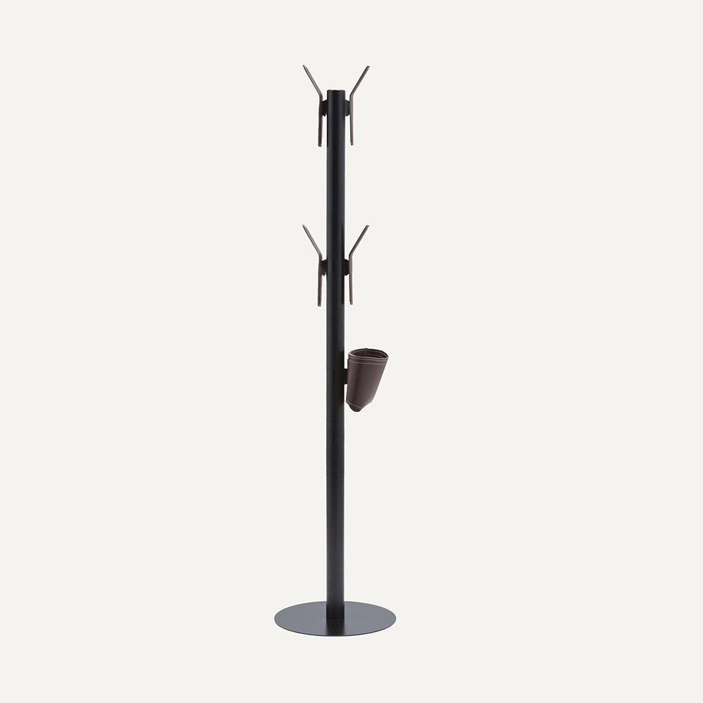 Appendiabiti di design in acciaio e cuoio ERCOLE 5 - Marrone scuro