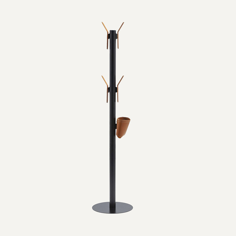 Appendiabiti di design in acciaio e cuoio ERCOLE 5 - Marrone