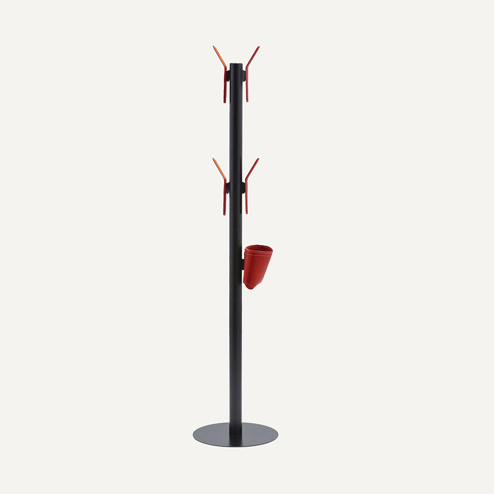 Appendiabiti di design in acciaio e cuoio ERCOLE 5 - Rosso