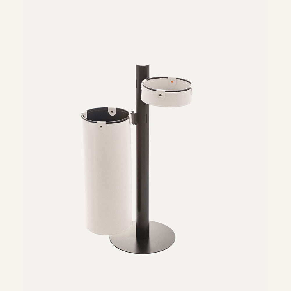 Appenditutto di design in acciaio e cuoio ADELFO - Bianco