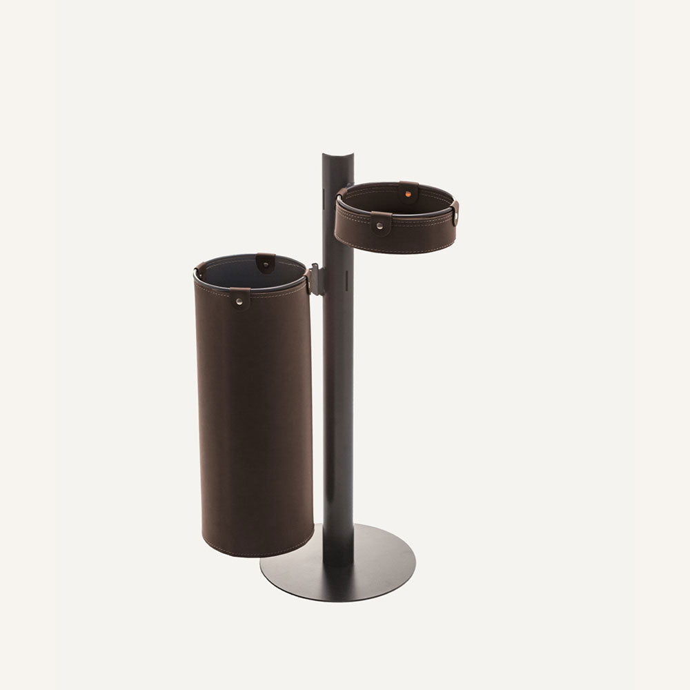 Appenditutto di design in acciaio e cuoio ADELFO - Marrone scuro