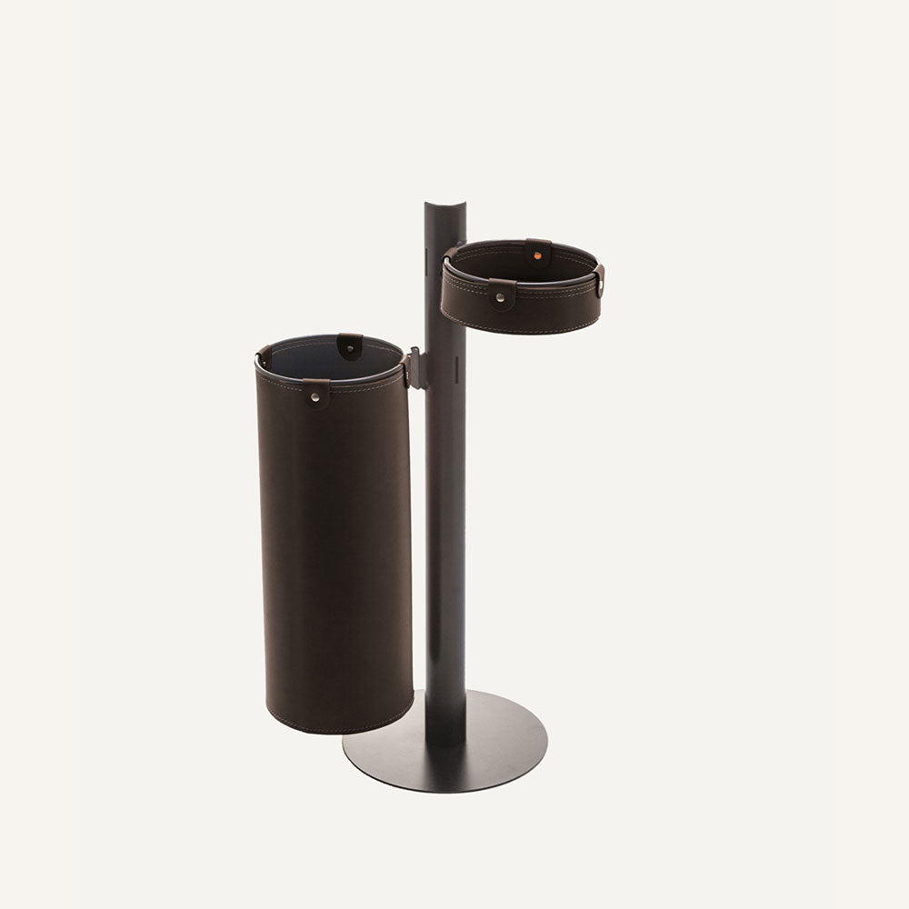 Appenditutto di design in acciaio e cuoio ADELFO - Nero