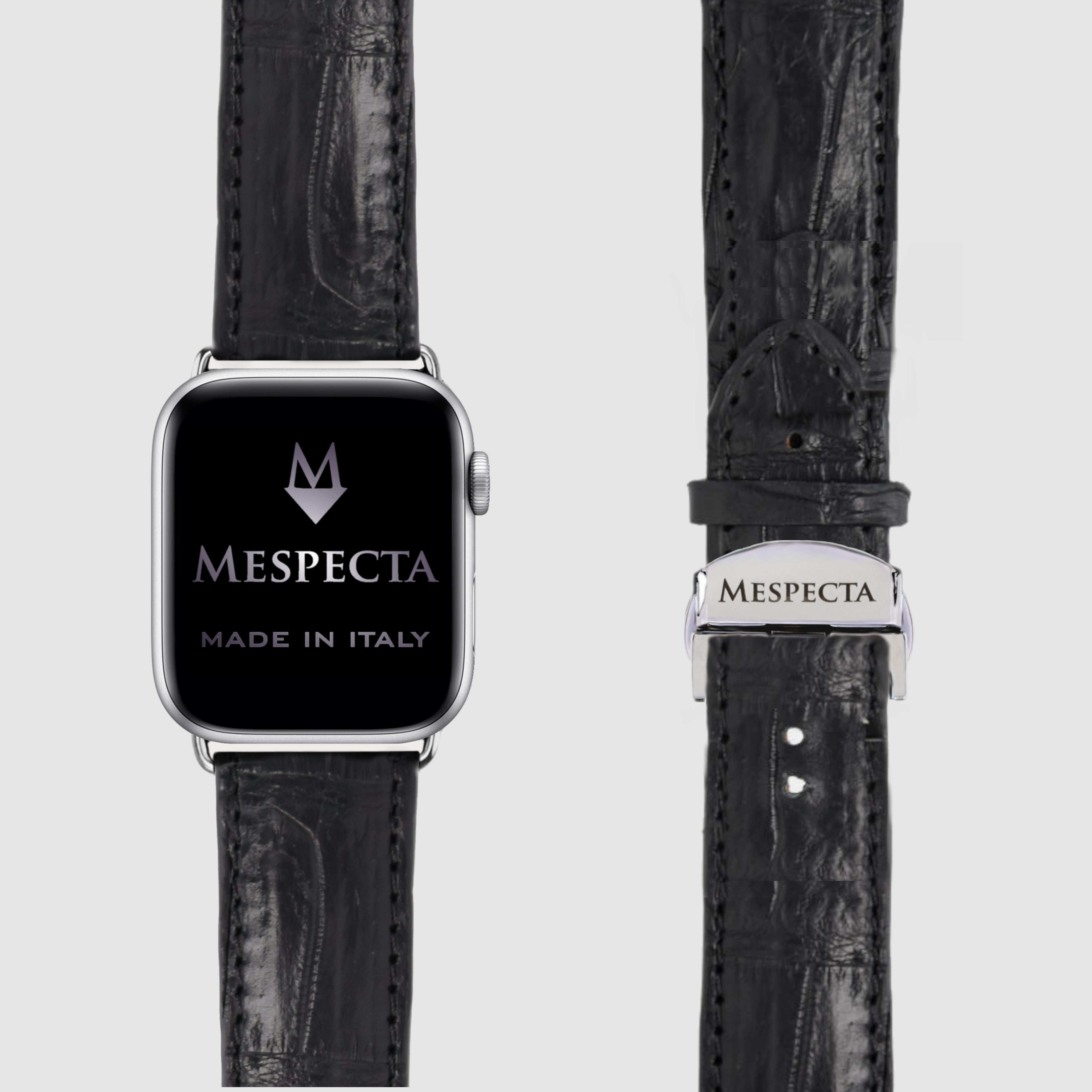 Cinturino Apple Watch in Pelle di Coccodrillo Nero