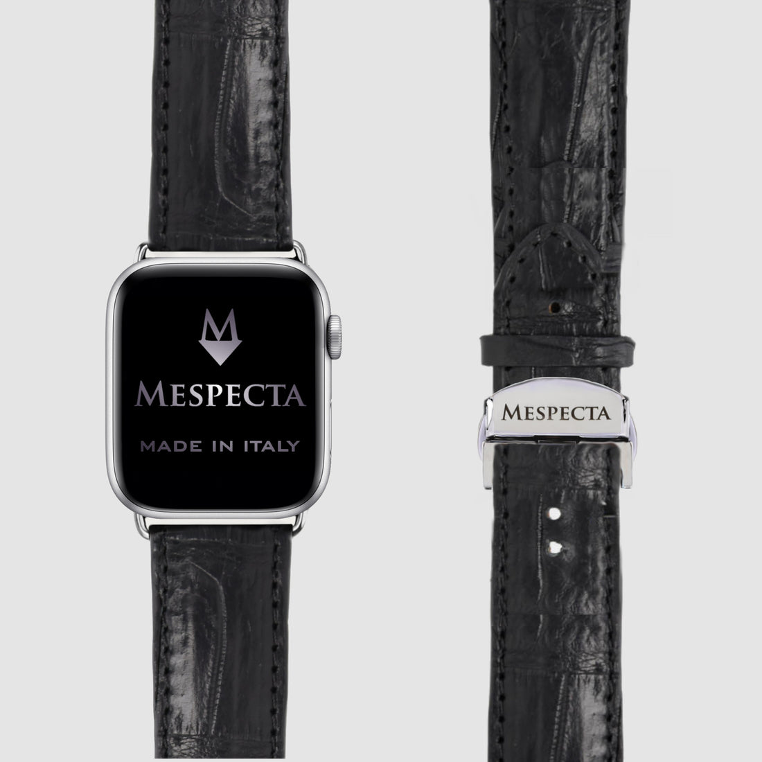 Cinturino Apple Watch in Pelle di Coccodrillo Nero
