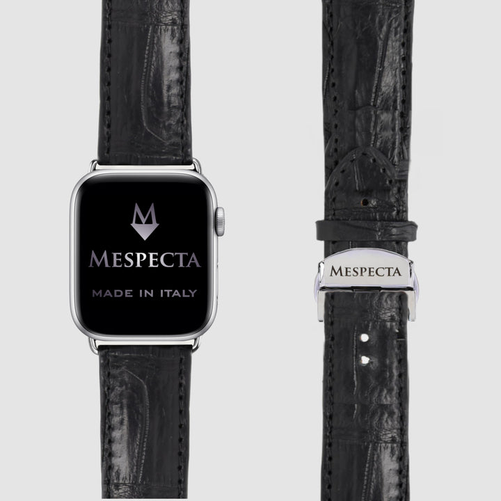 Cinturino Apple Watch in Pelle di Coccodrillo Nero
