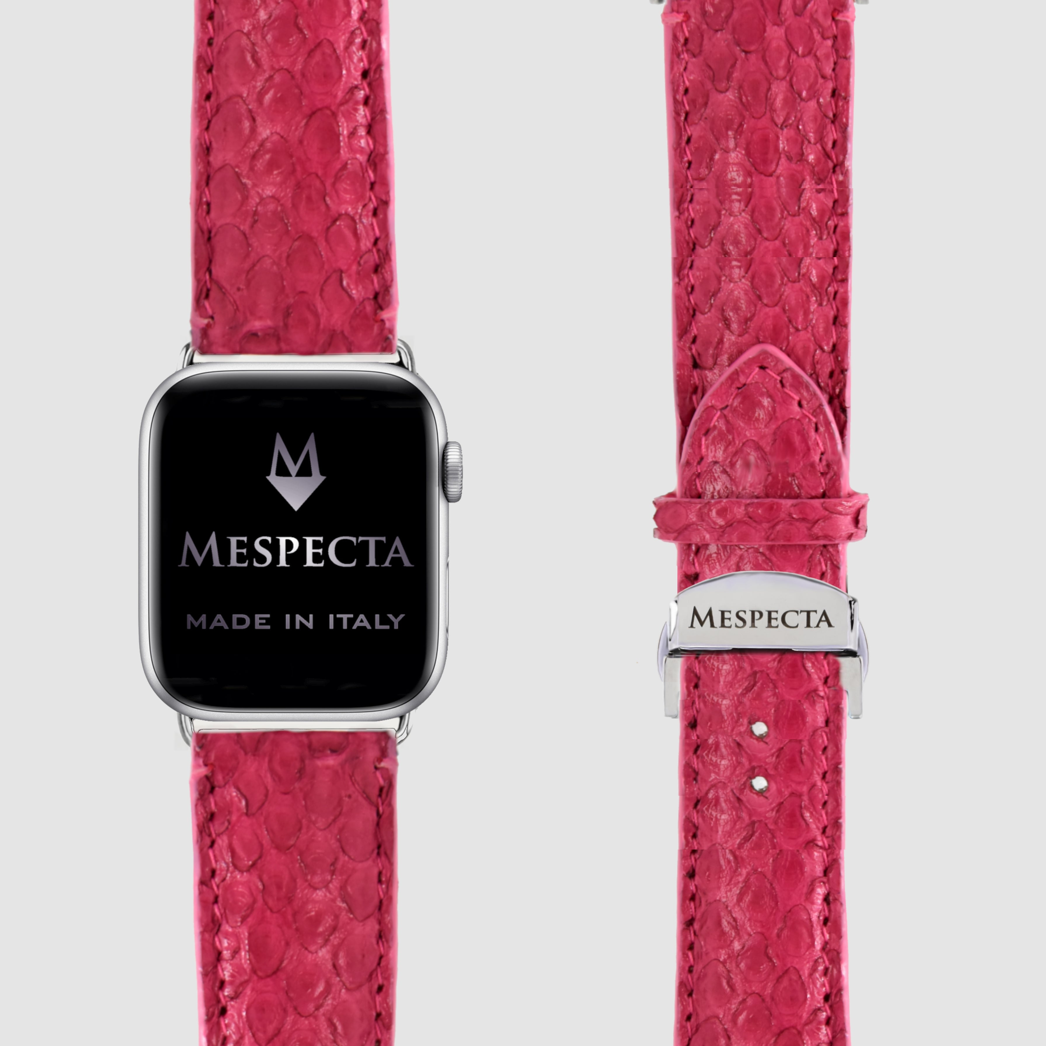 Cinturino Apple Watch in Pelle di Pitone Fucsia – Personalizzabile (Ultra, Serie 4–10, SE)