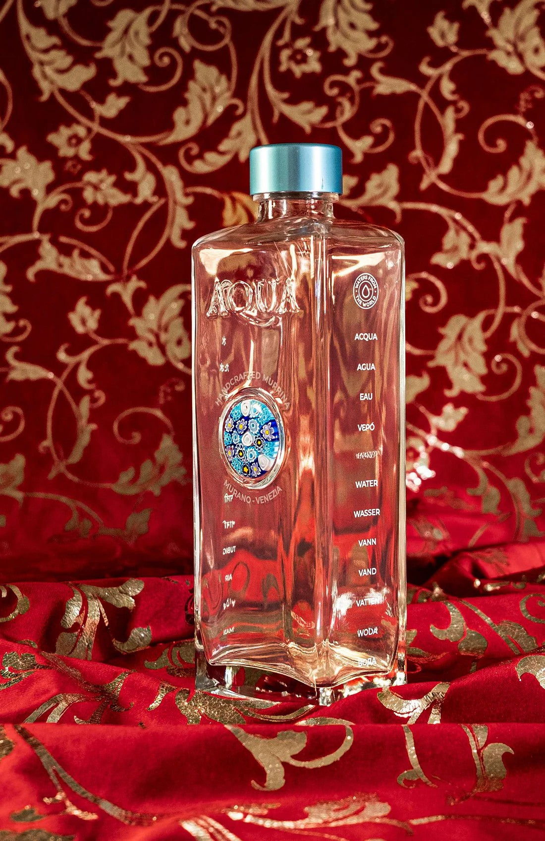 Glass Bottle with Murrina Glass of Murano - Multicolour Blue.