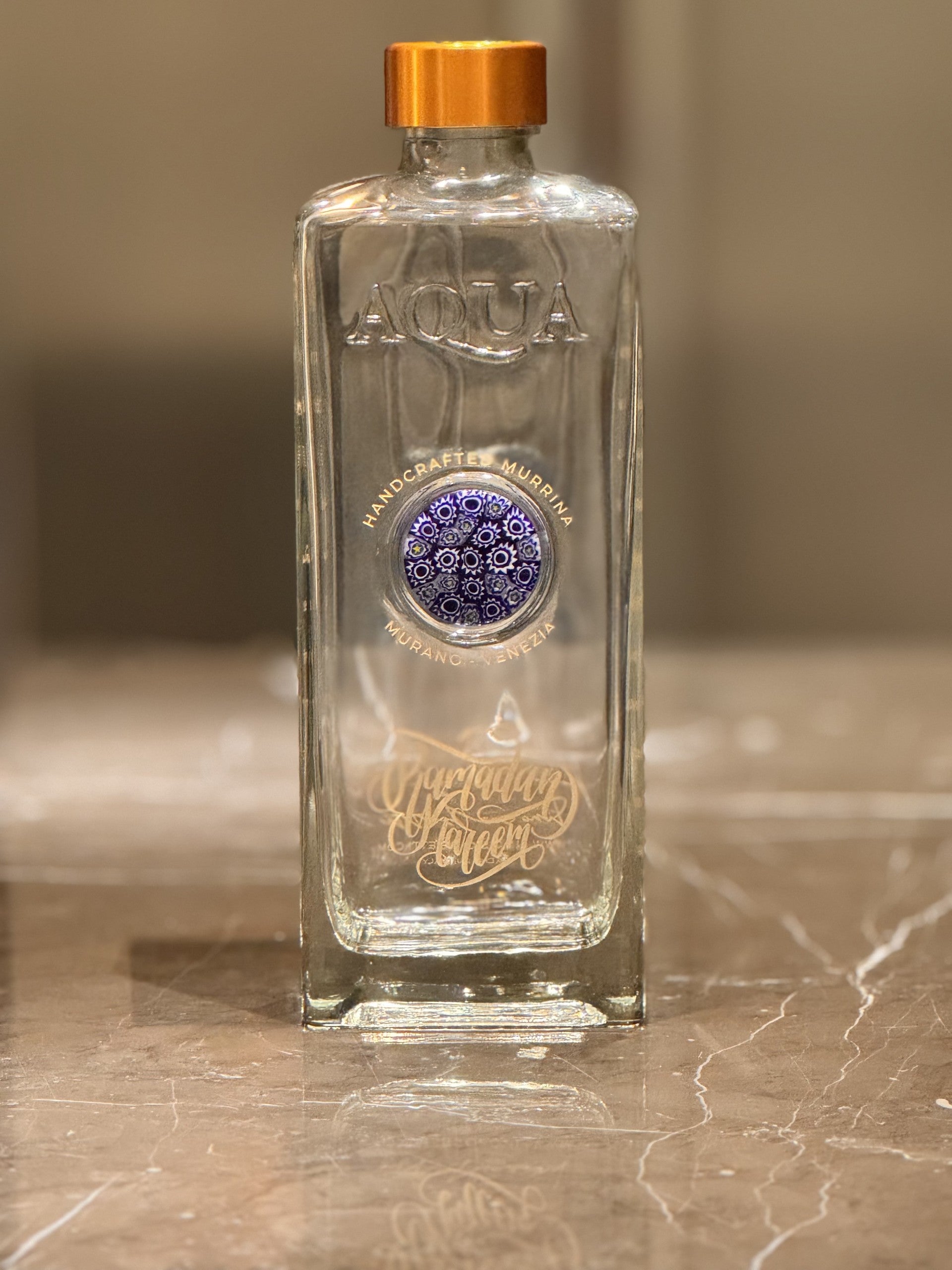 Glass Bottle with Murano Glass Medallion - Ramadan Kareem