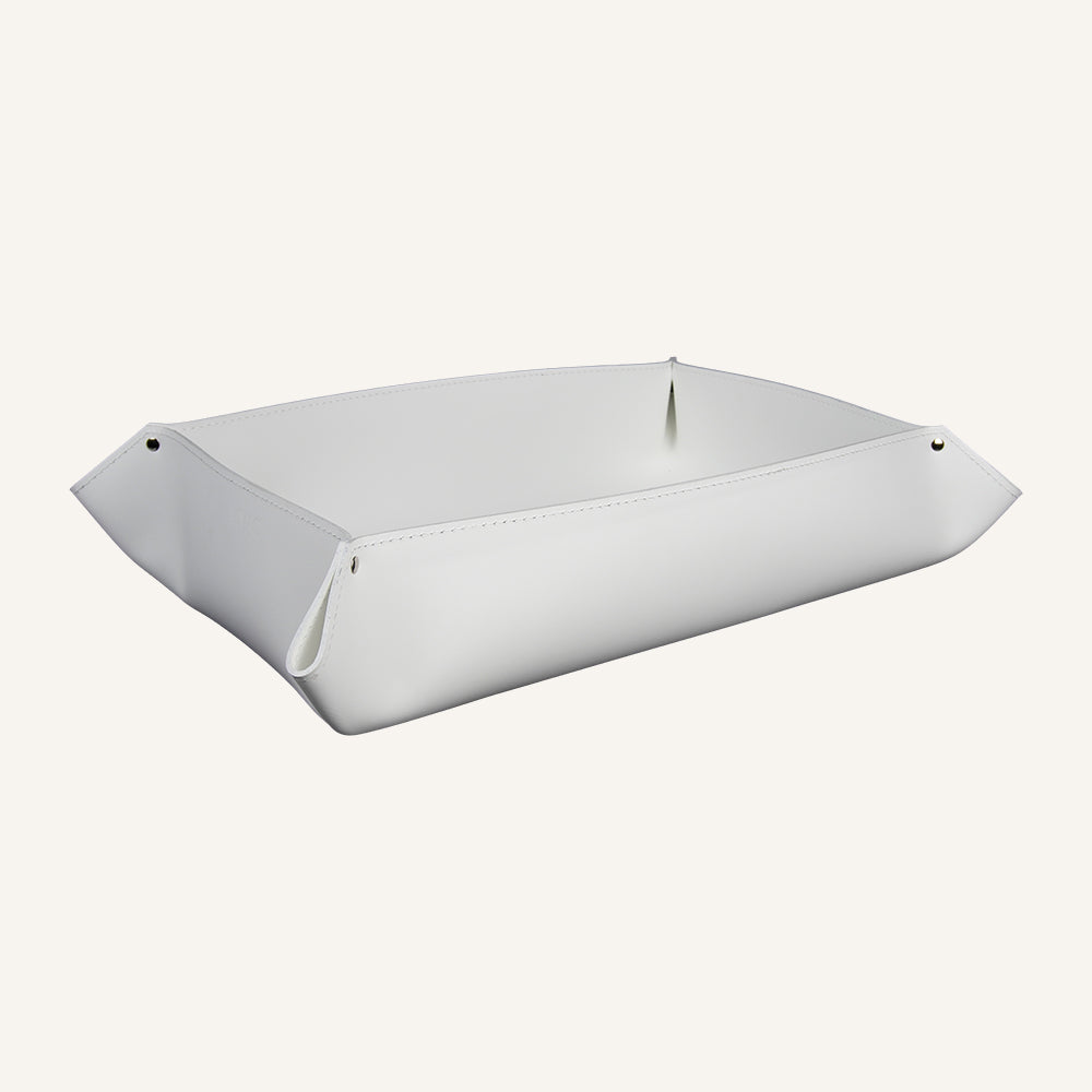 Cesta portaoggetti di design in cuoio DULCIS - Bianco