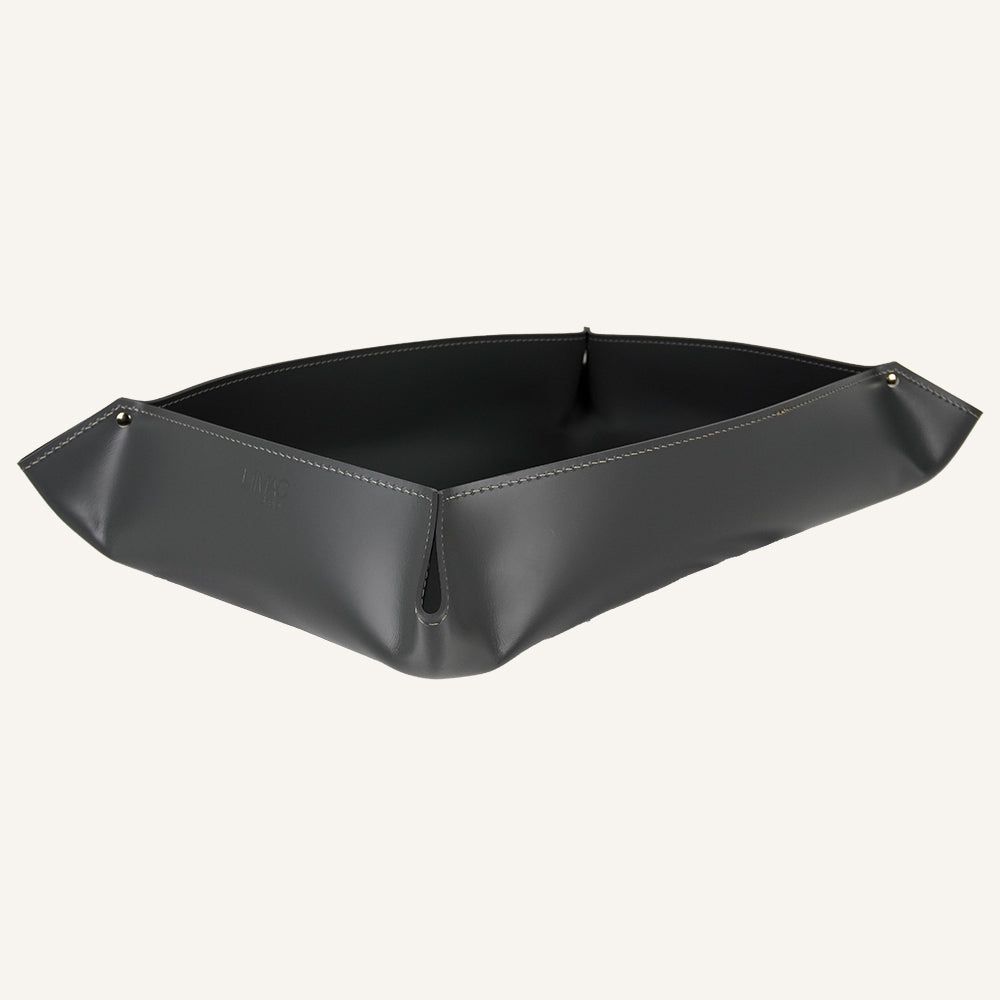 Cesta portaoggetti di design in cuoio DULCIS - Grigio