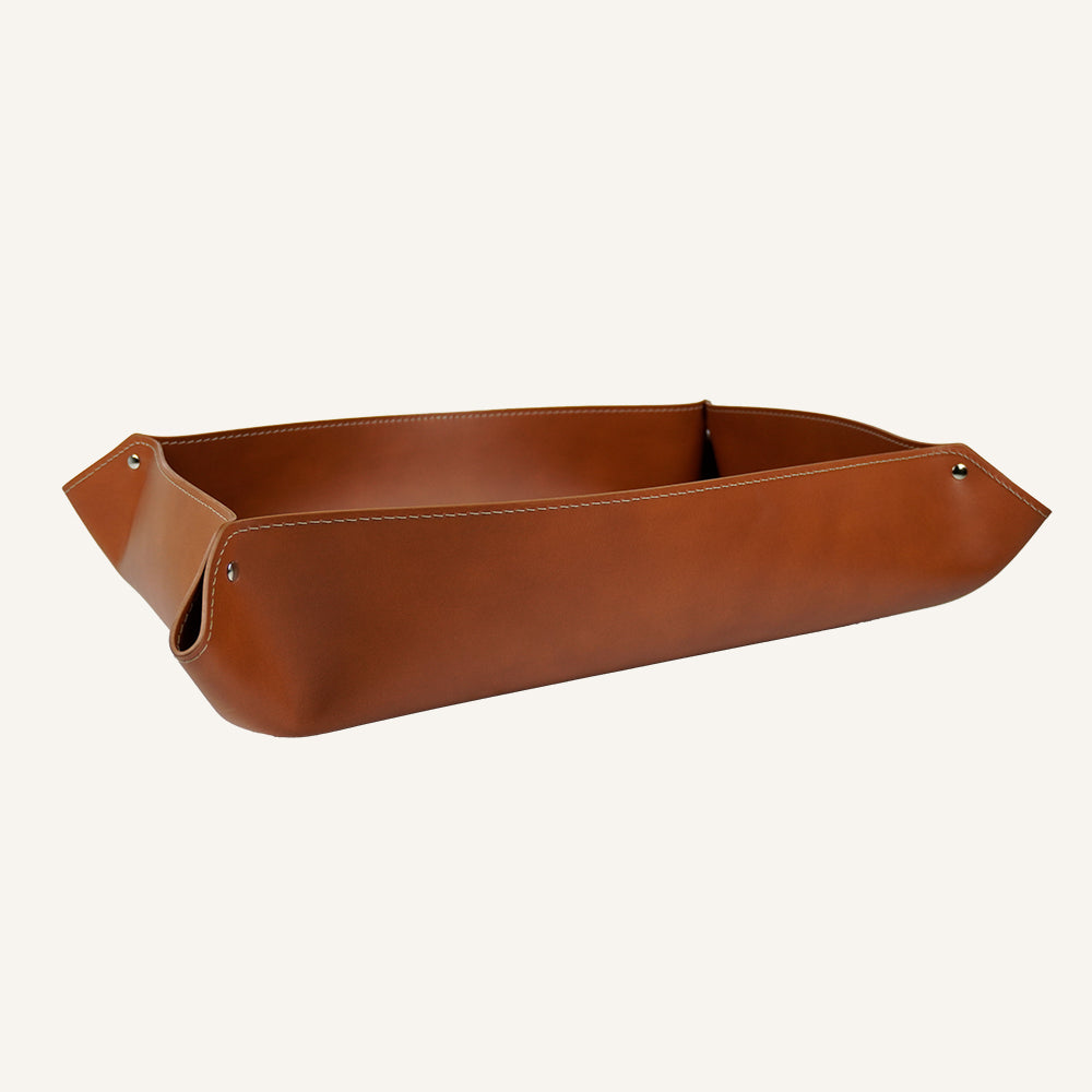 Cesta portaoggetti di design in cuoio DULCIS - Marrone