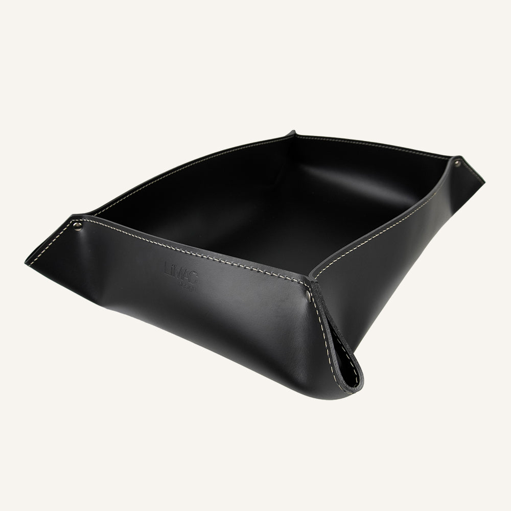 Cesta portaoggetti di design in cuoio DULCIS - Nero