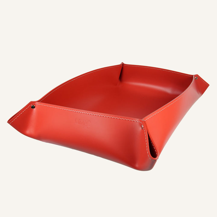 Cesta portaoggetti di design in cuoio DULCIS - Rosso