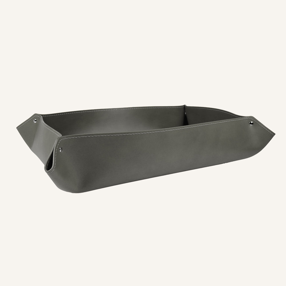 Cesta portaoggetti di design in cuoio DULCIS - Tortora