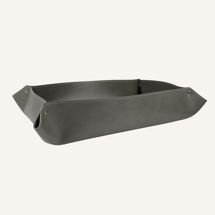 Cesta portaoggetti di design in cuoio DULCIS - Tortora