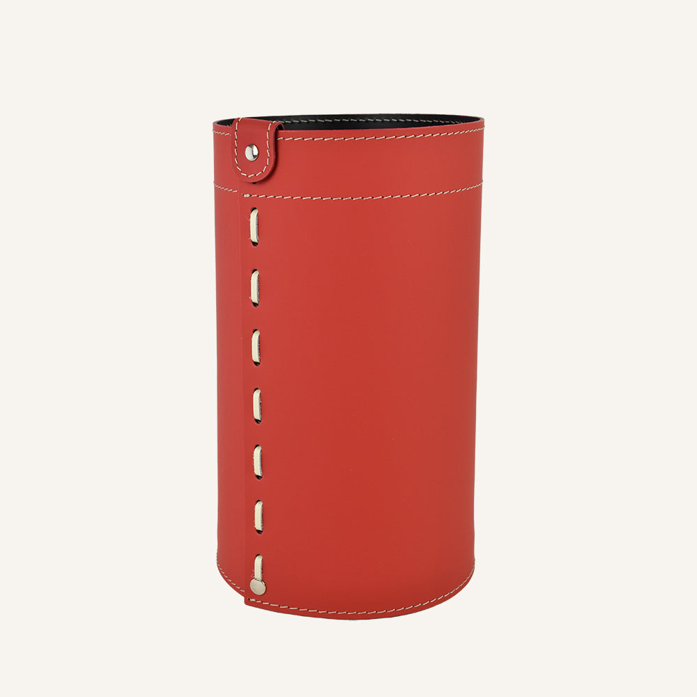 Cestino gettacarte elegante in cuoio BATTISTA - Rosso