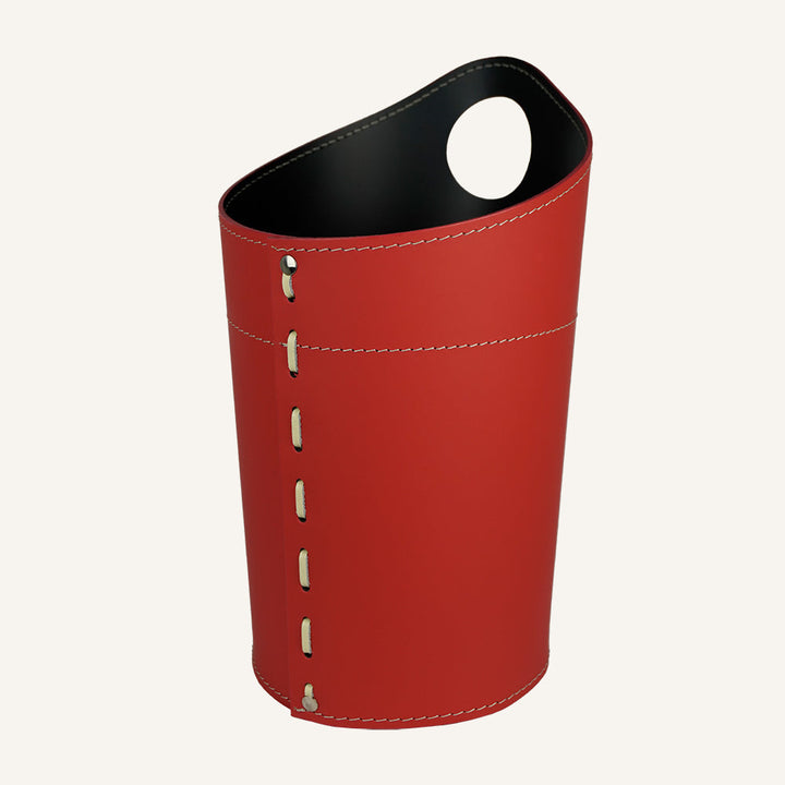 Cestino gettacarte in cuoio AMBROGIO - Rosso