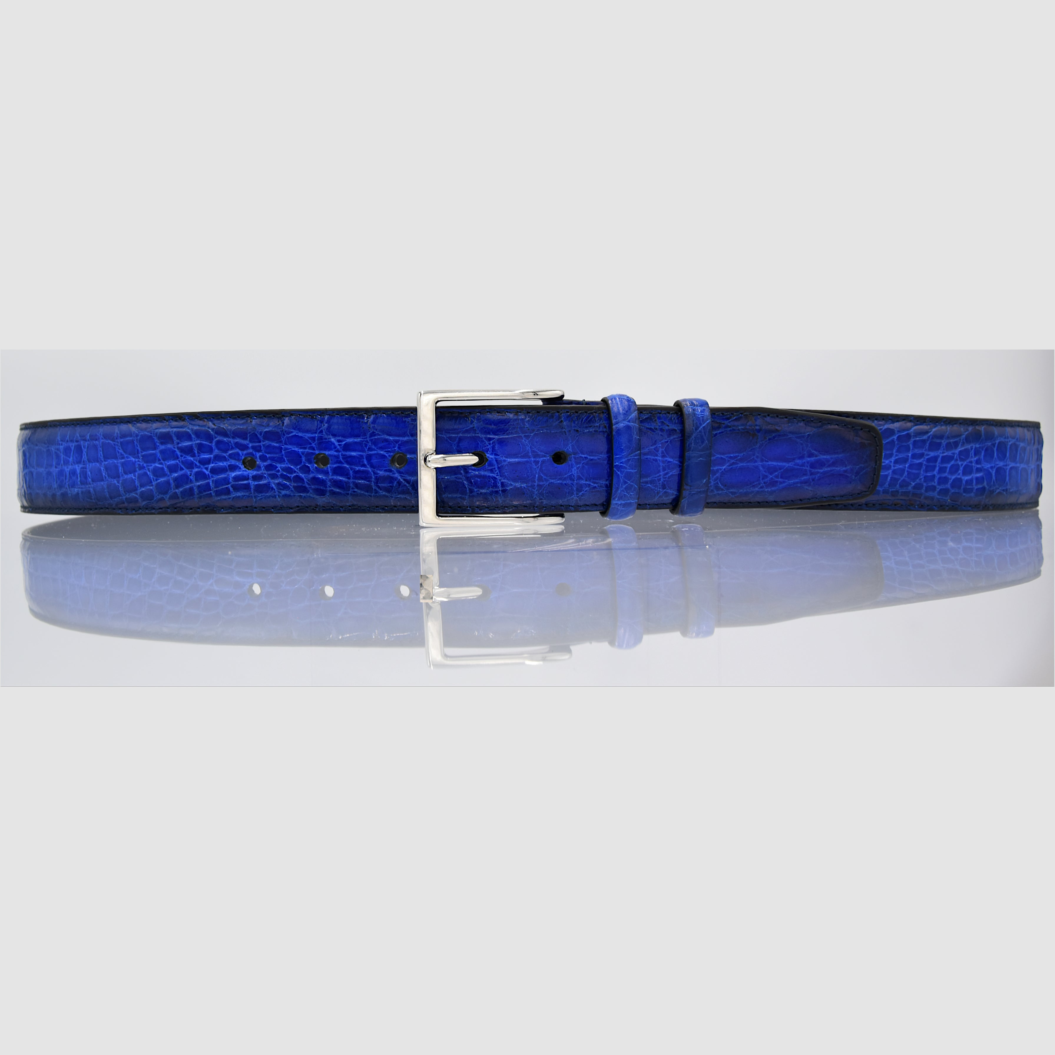 Cintura Uomo in pelle di Coccodrillo Blu Personalizzabile - MESPECTA Italia