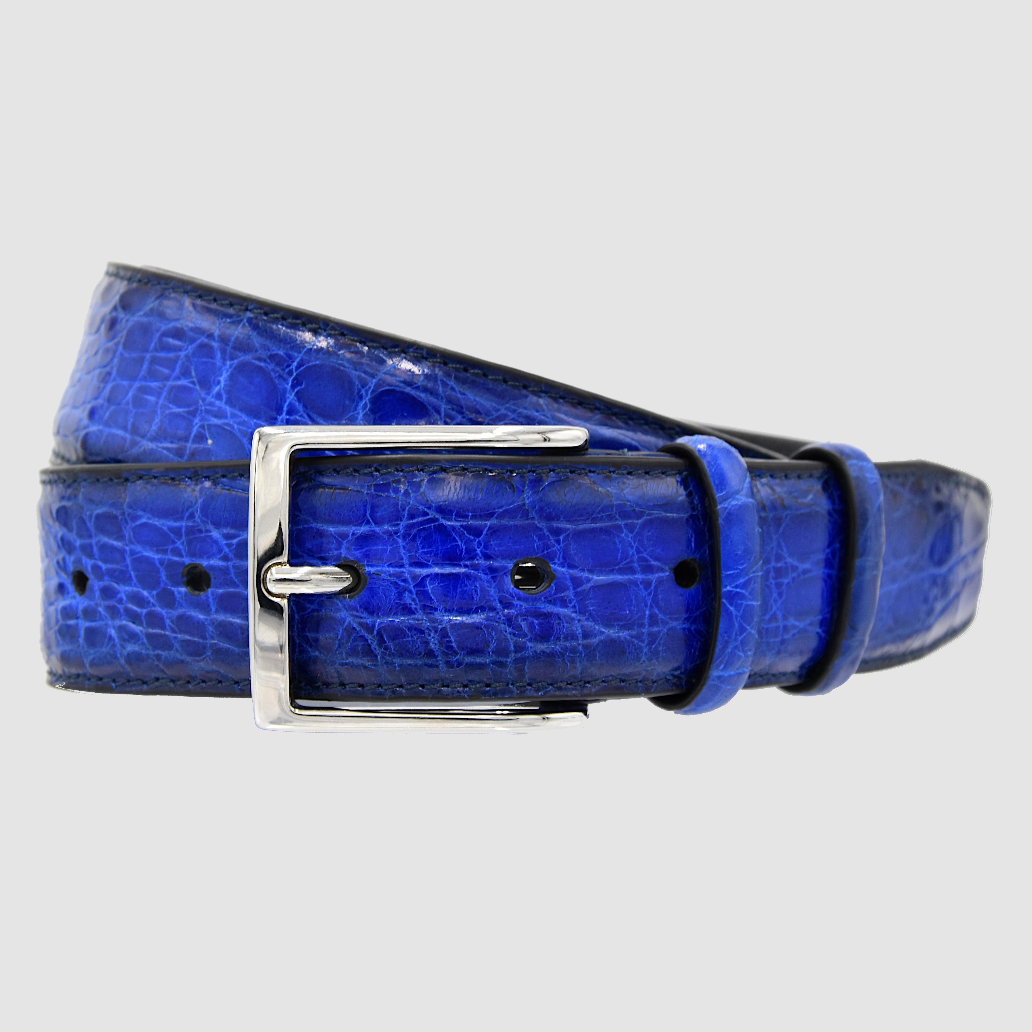 Cintura Uomo in pelle di Coccodrillo Blu Personalizzabile - MESPECTA Italia