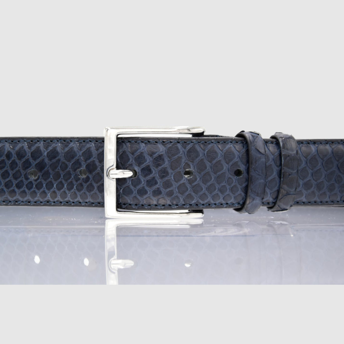 Cintura Uomo in vera pelle di Pitone Blu Personalizzabile