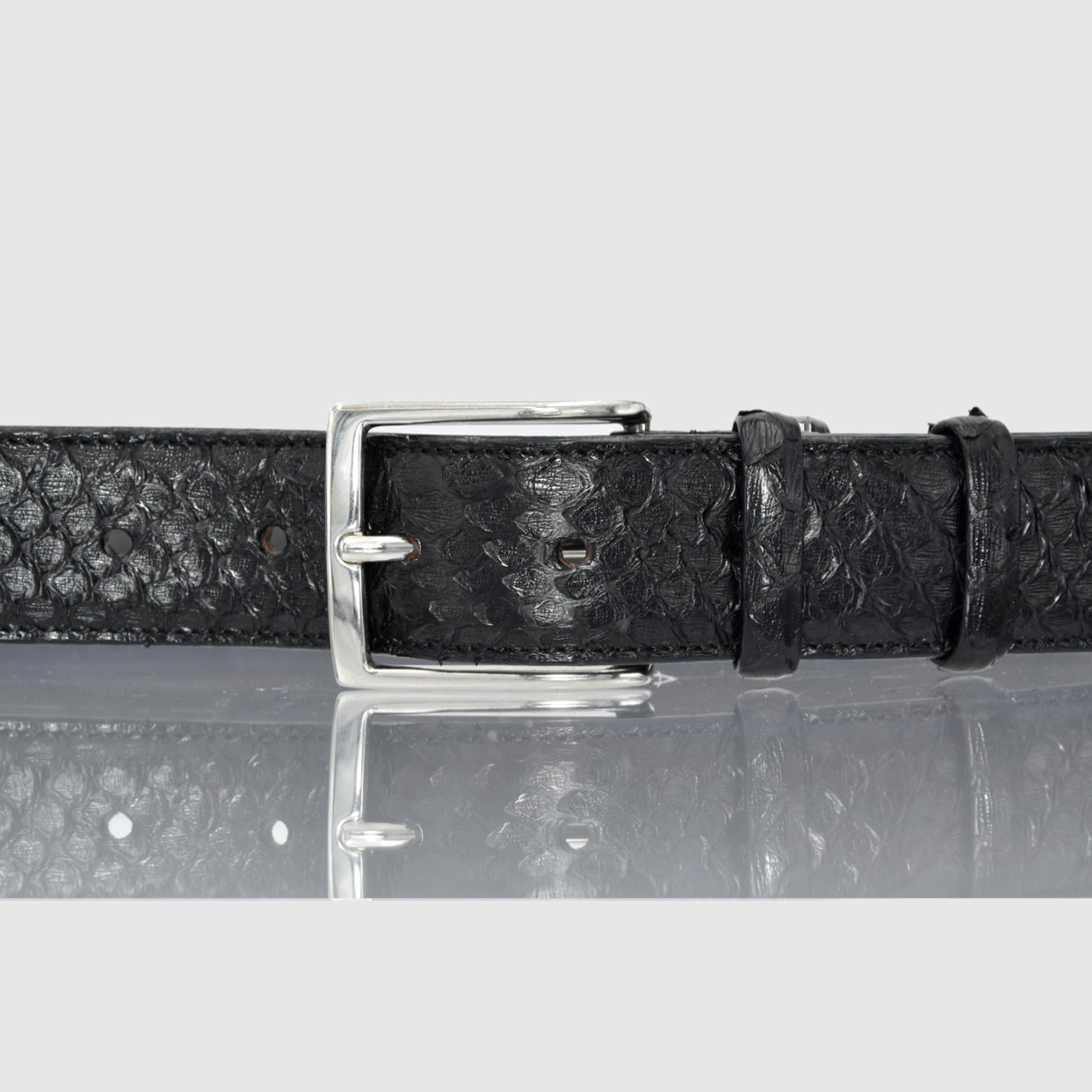 Cintura Uomo in vera pelle di Pitone Nero Personalizzabile