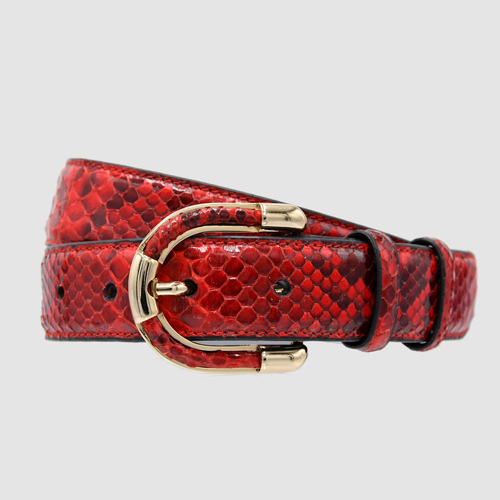Cintura Donna in vero Pitone Rosso Personalizzabile - MESPECTA Italia