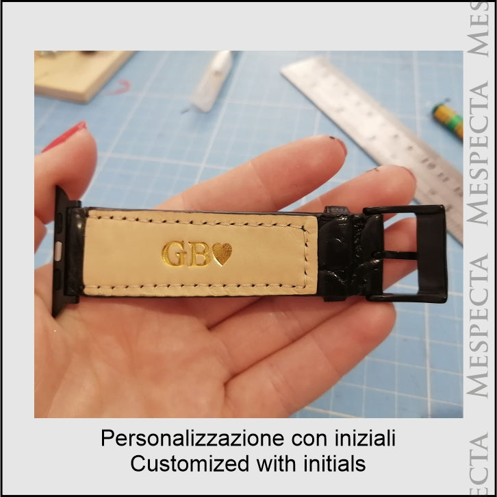 Cinturino Strap Band Apple Watch Personalizzabile serie 8, 7, 6, 5, 4, SE in vero Pitone Fucsia - MESPECTA Italia